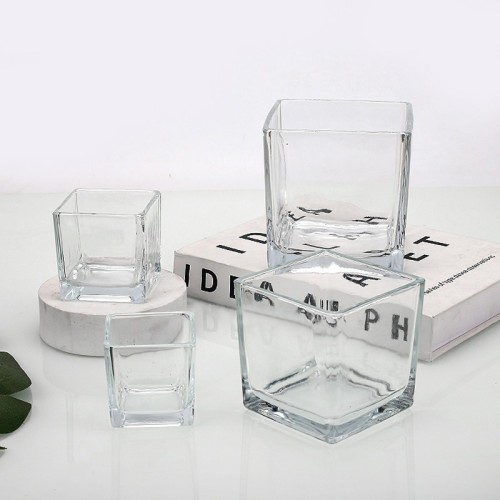 High Quality Multi-Sized Tealight Candle Holders Diy Scented Candle Containers Empty Glass Quadrate Square Mini Candle Jar
