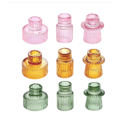 Modern Crystal Clear Taper Glass Candlestick Holders Tealight Candle Holders for Table Centerpieces Wedding Decor Dinner Party
