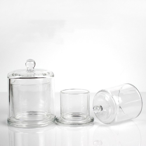 Luxury Empty Clear Glass Transparent Bell Shape Desktop Candle Holder Scented Candle Jar With Cover for Decoration Diy Candle