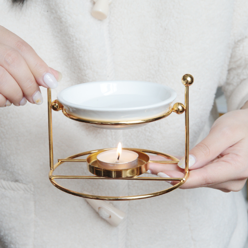 Metal Ceramic Essential Oil Burner Wax Melt Warmer Vintage Scented Fragrance Aroma Aromatic Tea Light Oil Burners 