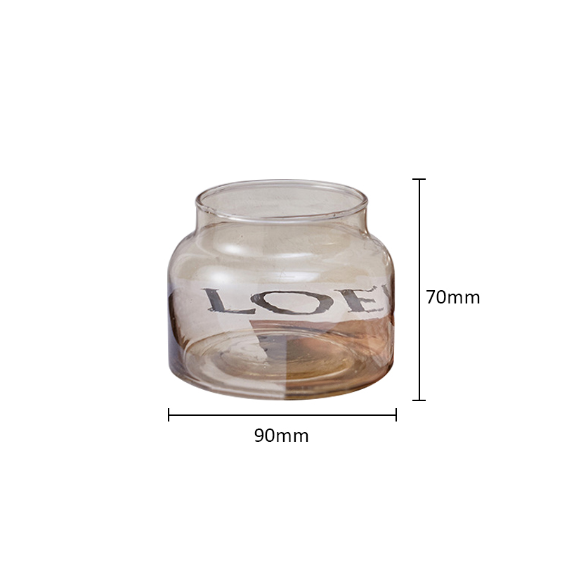 Hot Selling Ion Plating Amber Color Decoration Empty Scented Candle Jar Can Glass Votive Tealight Candle Holder 