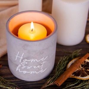 Hot Sale Empty Gray Candle Holder Gloway  Label Concrete Candle Jar for Scented Candle 
