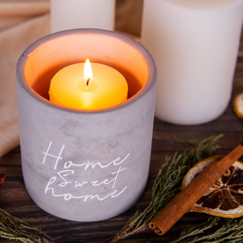 Hot Sale Empty Gray Candle Holder Gloway  Label Concrete Candle Jar for Scented Candle 