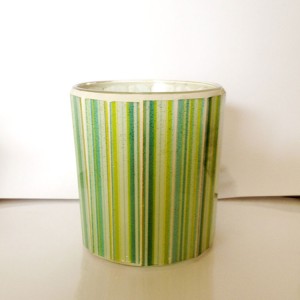 European Style  Vertical Stripe Colored Red Green Glass Candle Jar Container 