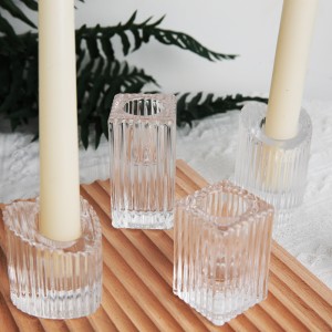 Nordic Luxury Decor Small Clear Glass Crystal Taper Candle Holders Candlestick for Table Centerpiece Wedding Valentines Day 