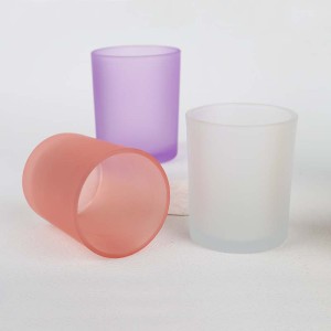 Stock 8.4*7cm Sticky Multi-color Luxury Matte Frosted Candle Jars Container Empty Glass Jar for Candle Making With Lid 