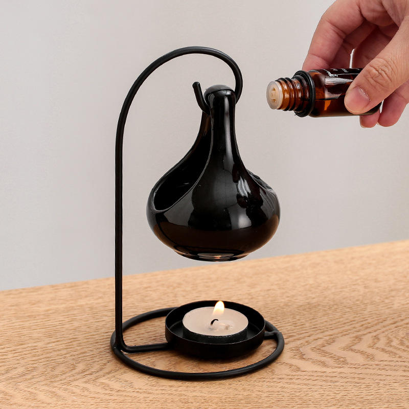 Black Creative Halloween Hanging Shape Tea Light Candle Holders Tear Drop Oil Warmer Essential Oil Wax Melt Burner 