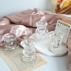 Romantic Candlestick Holders Clear Glass Candlestick Holders Taper Candle Stick Holders Set for Home Decor Wedding Party 