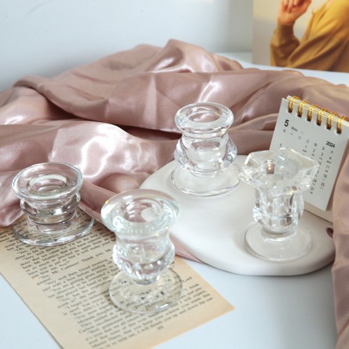 Romantic Candlestick Holders Clear Glass Candlestick Holders Taper Candle Stick Holders Set for Home Decor Wedding Party