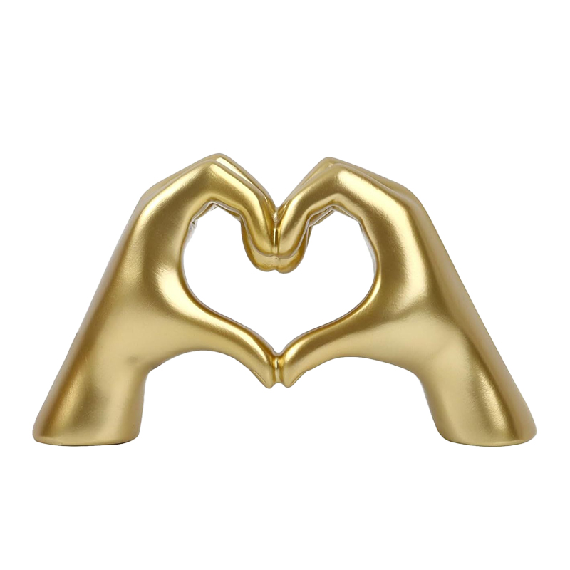 Nordic Resin Love Heart Hands Statue Shelf Decor Sculptures Home Decoration Gold Home Decor Ornament for Shelves 