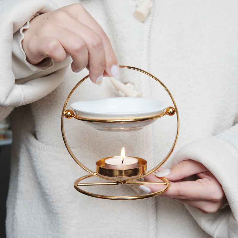 Custom Package Metal Scented Diffuser Wax Melt Fragrance Oil Burner Warmer Essential Oil Burner Set for Home Decoration