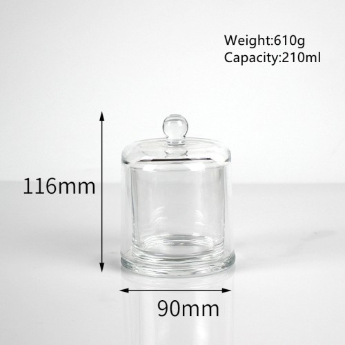 Luxury Empty Clear Glass Transparent Bell Shape Desktop Candle Holder Scented Candle Jar With Cover for Decoration Diy Candle