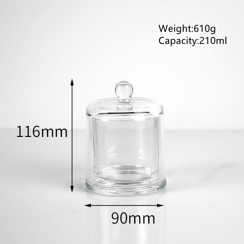 Luxury Empty Clear Glass Transparent Bell Shape Desktop Candle Holder Scented Candle Jar With Cover for Decoration Diy Candle 