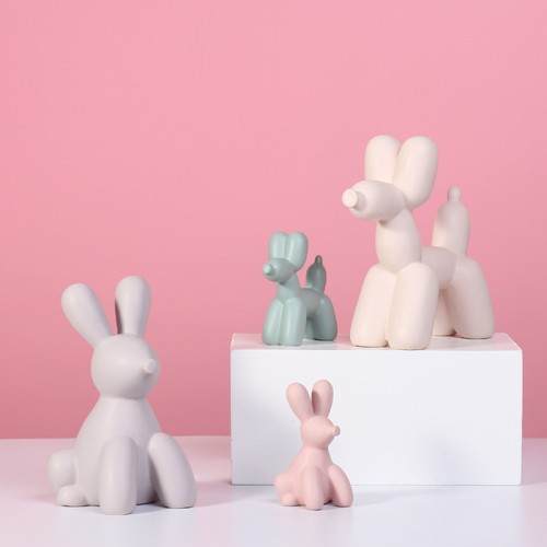 Creative Cute Animal Crafts Decorative Ceramics Funky Home Decor Knick-Knacks Modern Desktop Ornament Balloon Dog Sculpture