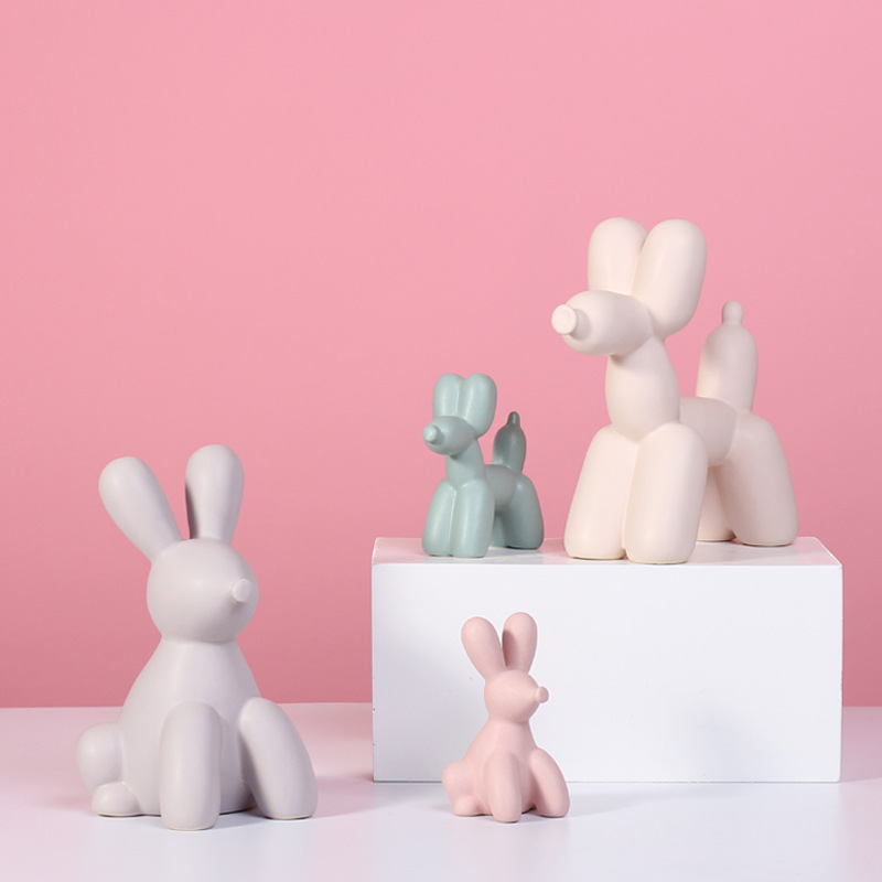 Creative Cute Animal Crafts Decorative Ceramics Funky Home Decor Knick-Knacks Modern Desktop Ornament Balloon Dog Sculpture
