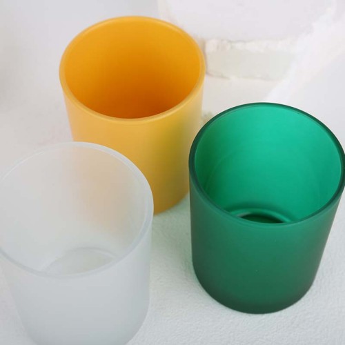 Stock 8.4*7cm Sticky Multi-color Luxury Matte Frosted Candle Jars Container Empty Glass Jar for Candle Making With Lid