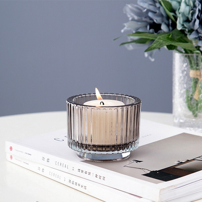 Nordic Style Fashion Vertical Stripe Scented Candle Cup  Modern Glass Candle Holders 