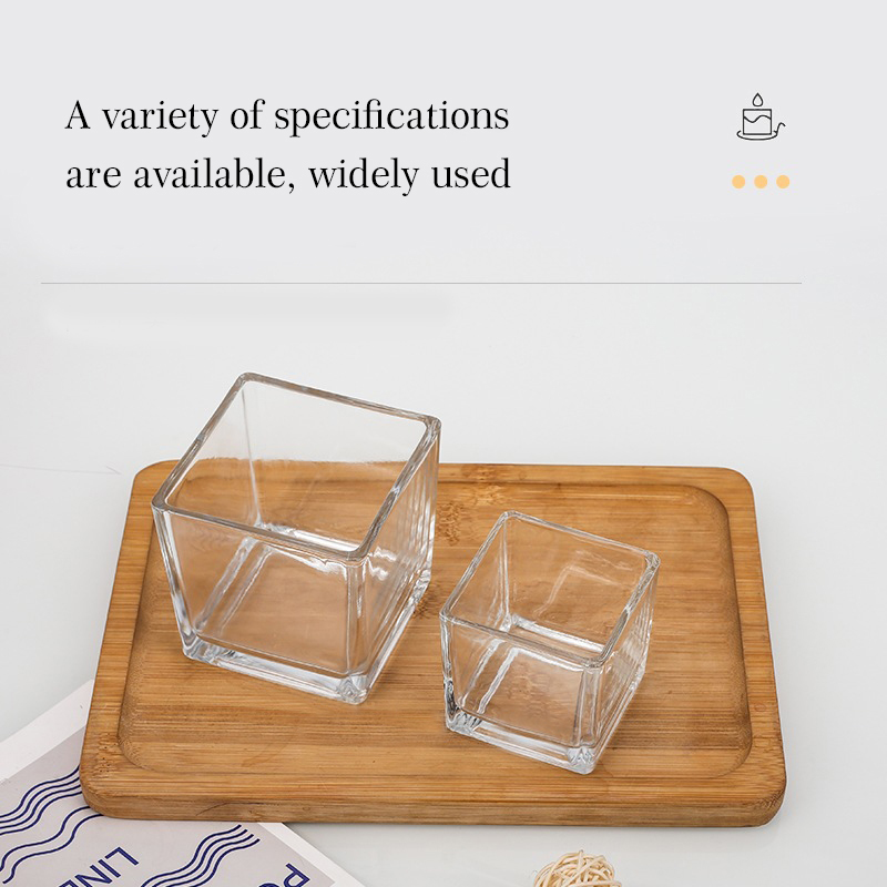 High Quality Multi-Sized Tealight Candle Holders Diy Scented Candle Containers Empty Glass Quadrate Square Mini Candle Jar 