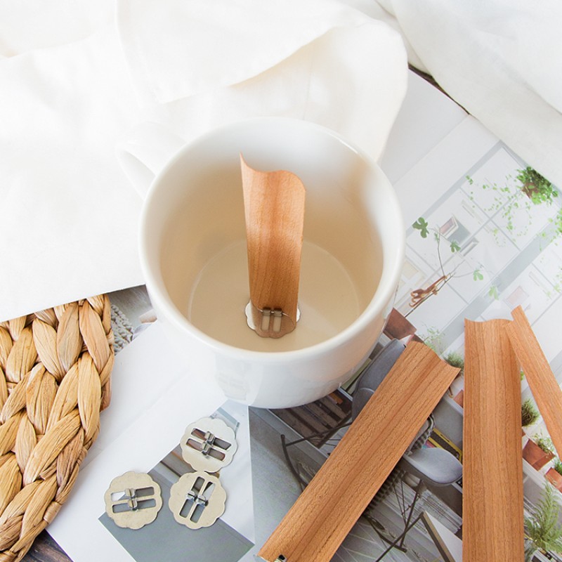 Smokeless Crackling Wood Wicks with Iron Stand Natural Wicks for DIY Candles Making Wooden Candle Wicks with Clips 