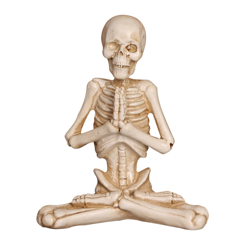 Halloween Party Meditation Yoga Pose Skeleton Figurines Skull-shaped Statues Small Resin Sculpture Crafts Decoration Ornaments 
