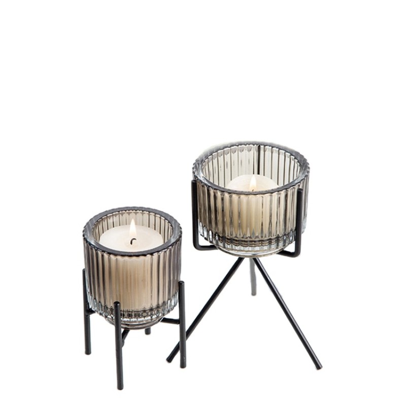 Nordic Style Fashion Vertical Stripe Scented Candle Cup  Modern Glass Candle Holders 