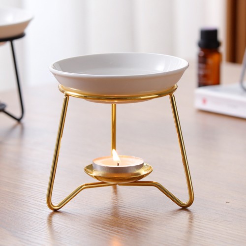 European Metal Fragrance Warmer Aromatherapy Essential Oil Burner Diffuser Wax Melt Oil Burner Wholesale for Spa Yoga