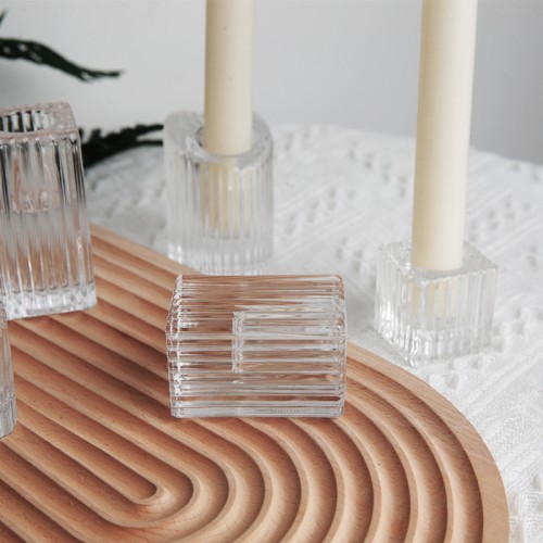 Nordic Luxury Decor Small Clear Glass Crystal Taper Candle Holders Candlestick for Table Centerpiece Wedding Valentines Day