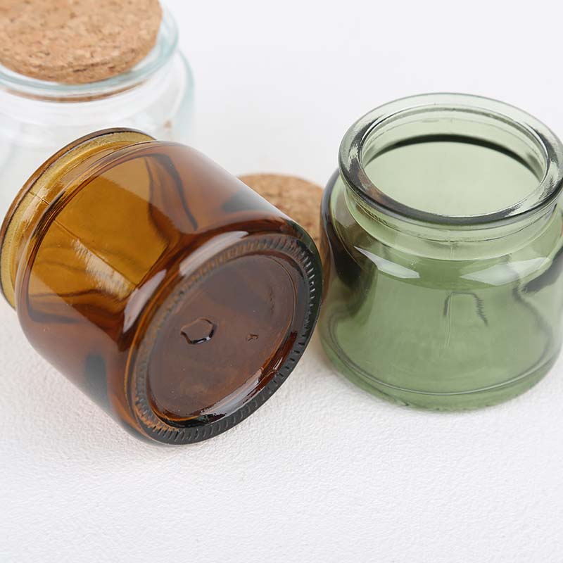 DIY Heat Resistant Amber Green Clear 4Oz 100Ml Candle Vessel Container Empty Glass Candle Jar With Cork Lid 