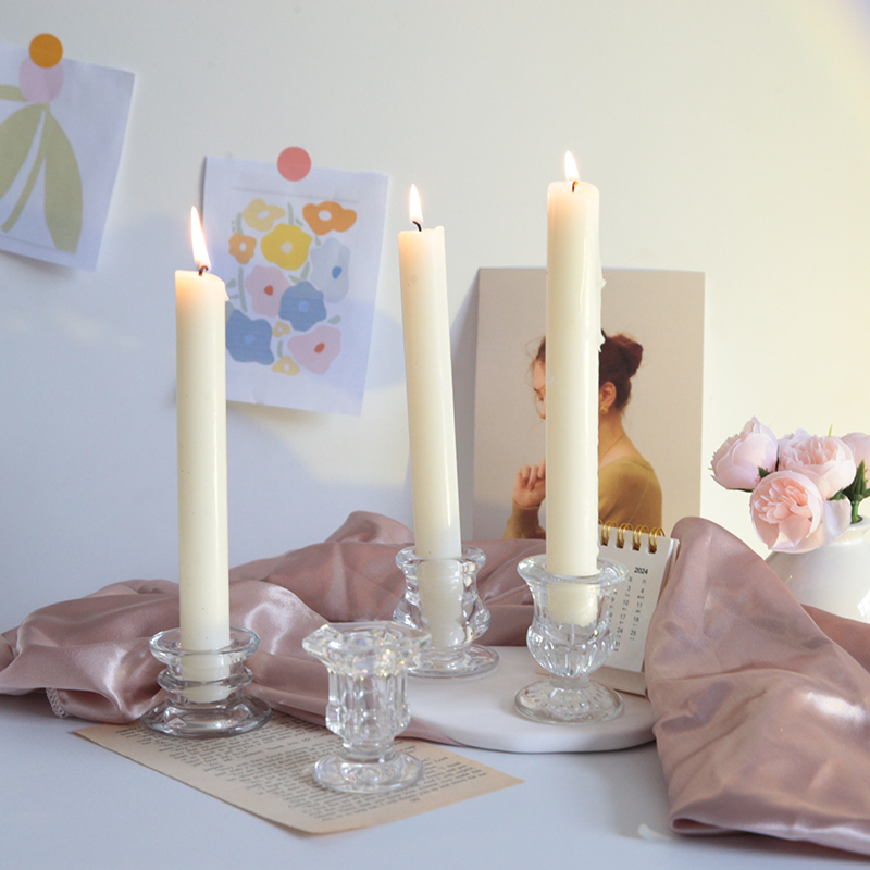 Romantic Candlestick Holders Clear Glass Candlestick Holders Taper Candle Stick Holders Set for Home Decor Wedding Party 