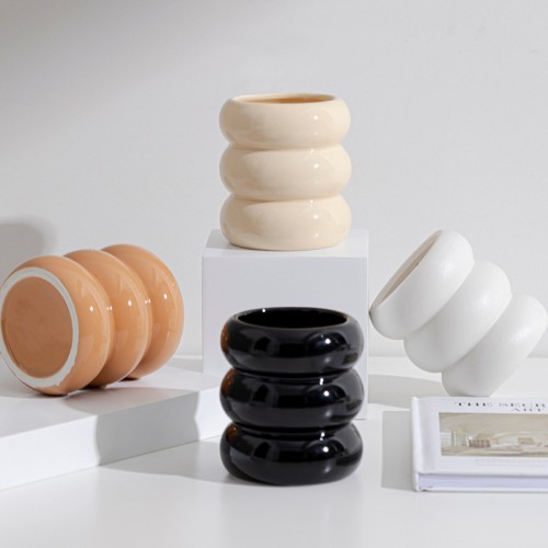 2023 New High Quality Home Decor Candlestick Empty Circle Ceramic Scented Candle Jar Candle Container Cup for Weddings Christmas