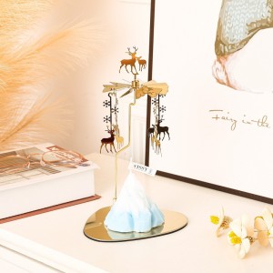 Room Decoration Christmas Gifts Triangular Tray Rotating Carousel Candle Spinner Fairy Aromatherapy Wind Chime Candle Holder 