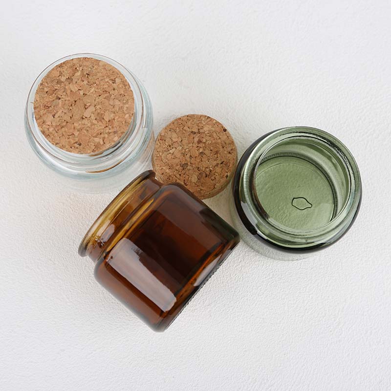 DIY Heat Resistant Amber Green Clear 4Oz 100Ml Candle Vessel Container Empty Glass Candle Jar With Cork Lid 
