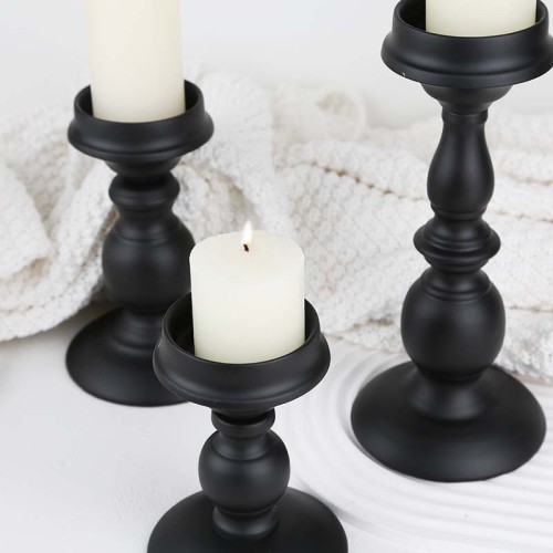 Nordic European Romantic Black Iron Candlestick Candelabrum Table Decoration Home Wedding Gift Candle Stand for Pillar Candle