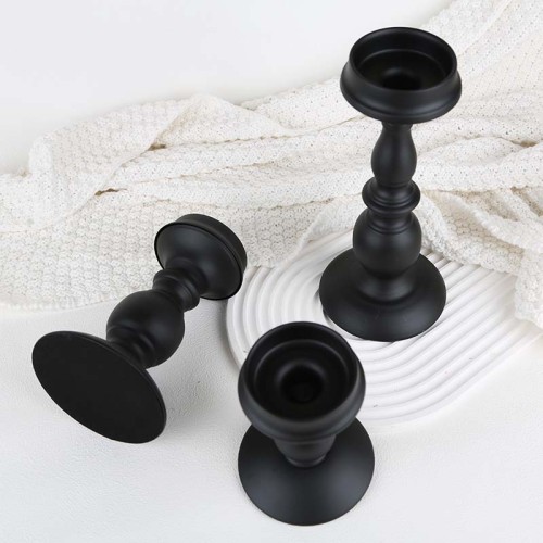 Nordic European Romantic Black Iron Candlestick Candelabrum Table Decoration Home Wedding Gift Candle Stand for Pillar Candle