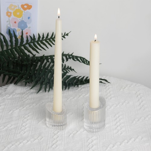 Nordic Luxury Decor Small Clear Glass Crystal Taper Candle Holders Candlestick for Table Centerpiece Wedding Valentines Day