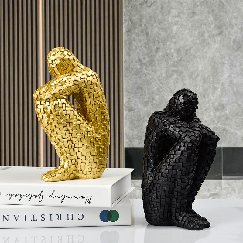 Aesthetic Decoration Mini Thinker Statues Men Abstract Art Resin Sculpture Craft Table Decor for Living Room 