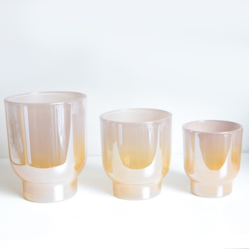 Gradient Nordic Candlestick Scented Candle Empty Cup Container Colorful Electroplated Glass Candle Holder for Pillar Candles