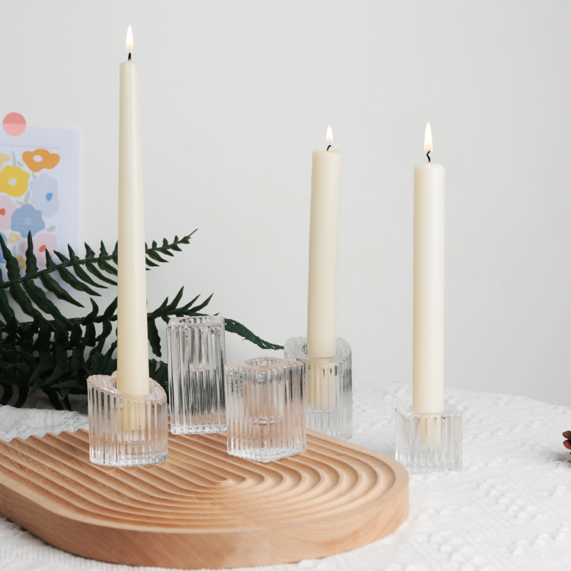 Nordic Luxury Decor Small Clear Glass Crystal Taper Candle Holders Candlestick for Table Centerpiece Wedding Valentines Day