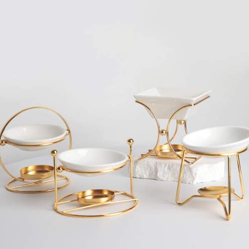 Luxury Gold Metal Fragrance Aromatherapy Essential Oil Warmer Diffuser Tealight Candle Holder Oil Burner for Yoga Spa Home Decor