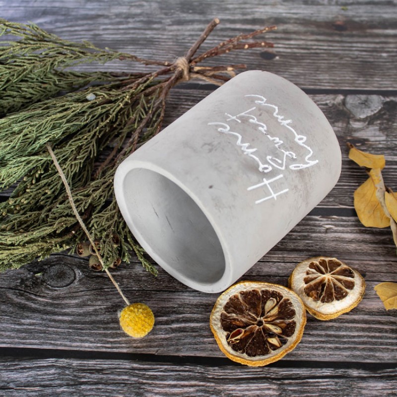 Hot Sale Empty Gray Candle Holder Gloway  Label Concrete Candle Jar for Scented Candle 