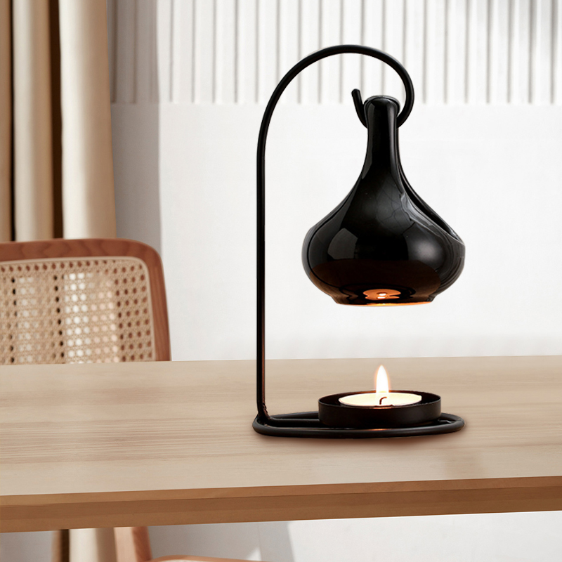 Black Creative Halloween Hanging Shape Tea Light Candle Holders Tear Drop Oil Warmer Essential Oil Wax Melt Burner 