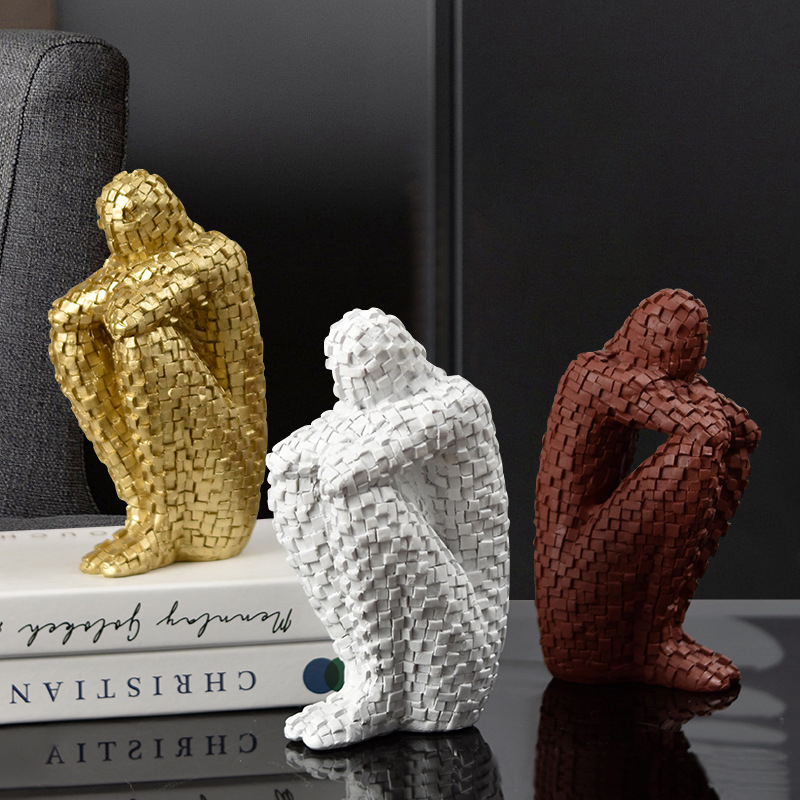 Aesthetic Decoration Mini Thinker Statues Men Abstract Art Resin Sculpture Craft Table Decor for Living Room 