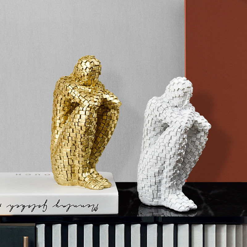 Aesthetic Decoration Mini Thinker Statues Men Abstract Art Resin Sculpture Craft Table Decor for Living Room 