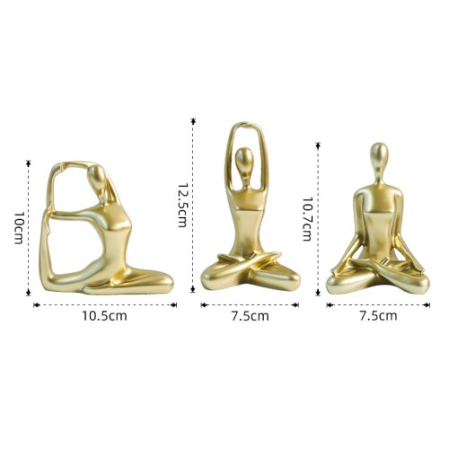 Abstract 3Pcs Gold Decorative Accents Sculpture Yoga Decor Figurines Statue for Living Room Resin Table Decor