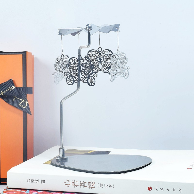 Room Decoration Christmas Gifts Triangular Tray Rotating Carousel Candle Spinner Fairy Aromatherapy Wind Chime Candle Holder 
