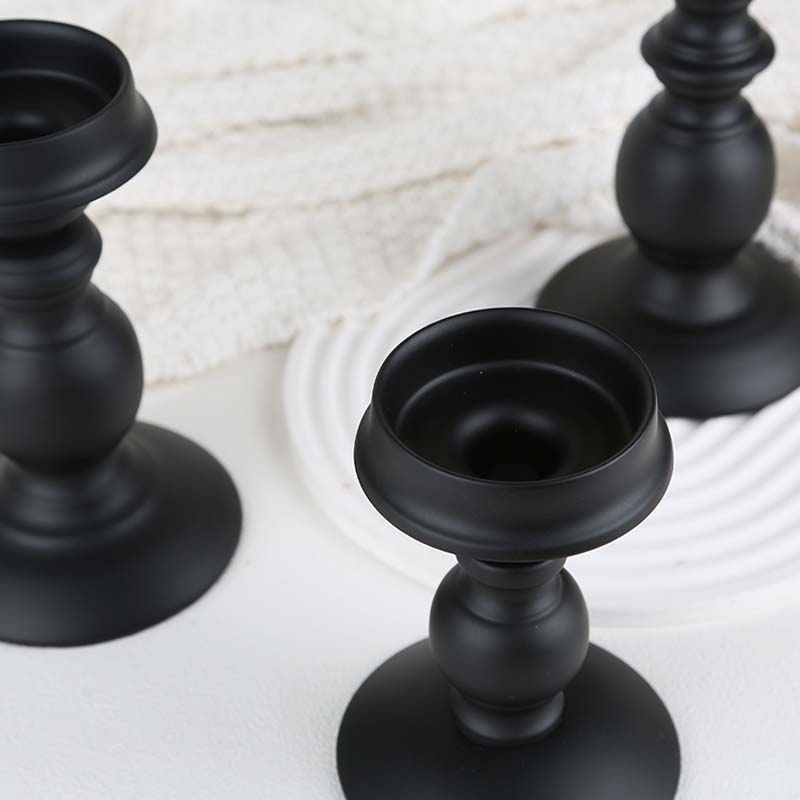 Nordic European Romantic Black Iron Candlestick Candelabrum Table Decoration Home Wedding Gift Candle Stand for Pillar Candle 