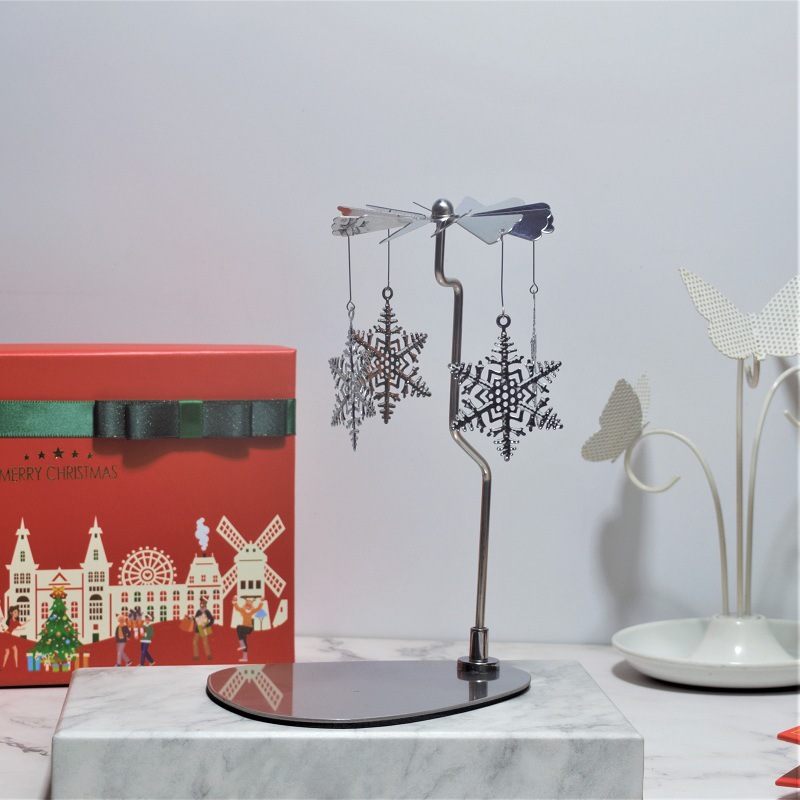 Room Decoration Christmas Gifts Triangular Tray Rotating Carousel Candle Spinner Fairy Aromatherapy Wind Chime Candle Holder 