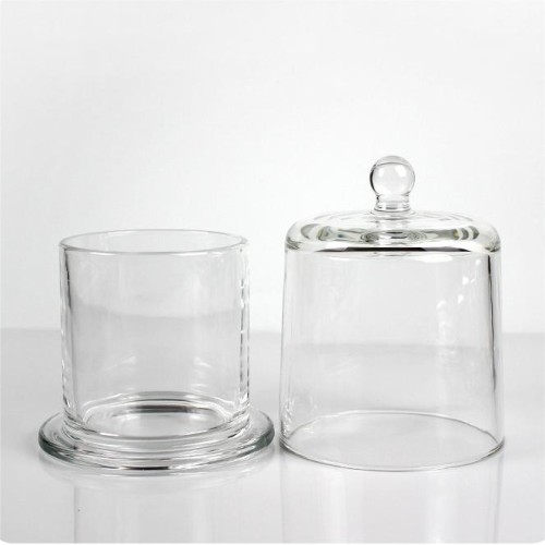 Luxury Empty Clear Glass Transparent Bell Shape Desktop Candle Holder Scented Candle Jar With Cover for Decoration Diy Candle