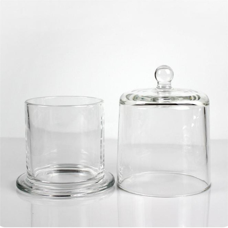 Luxury Empty Clear Glass Transparent Bell Shape Desktop Candle Holder Scented Candle Jar With Cover for Decoration Diy Candle 
