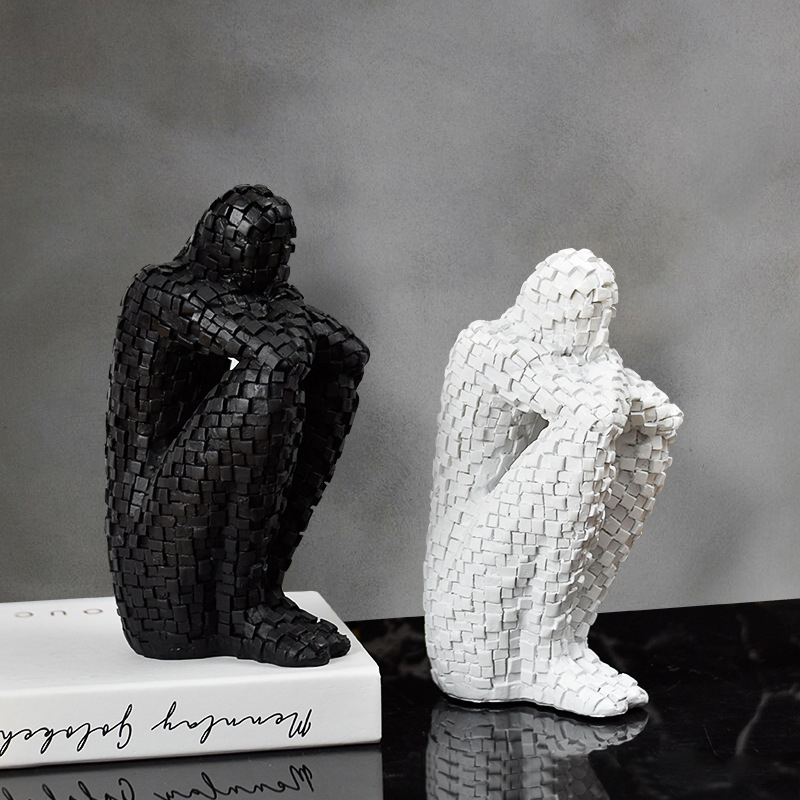 Aesthetic Decoration Mini Thinker Statues Men Abstract Art Resin Sculpture Craft Table Decor for Living Room 